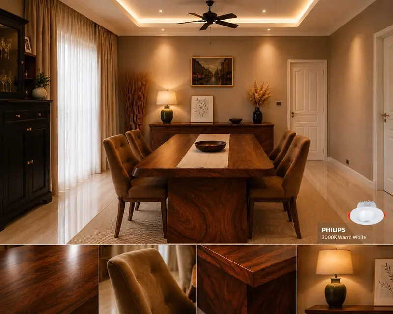 ห้องรับประทานอาหาร & ห้องนั่งเล่นโทนอบอุ่น — 4
